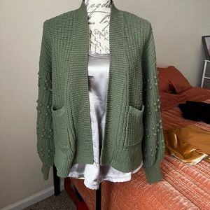 Madewell Green Bobble Knit Cardigan
